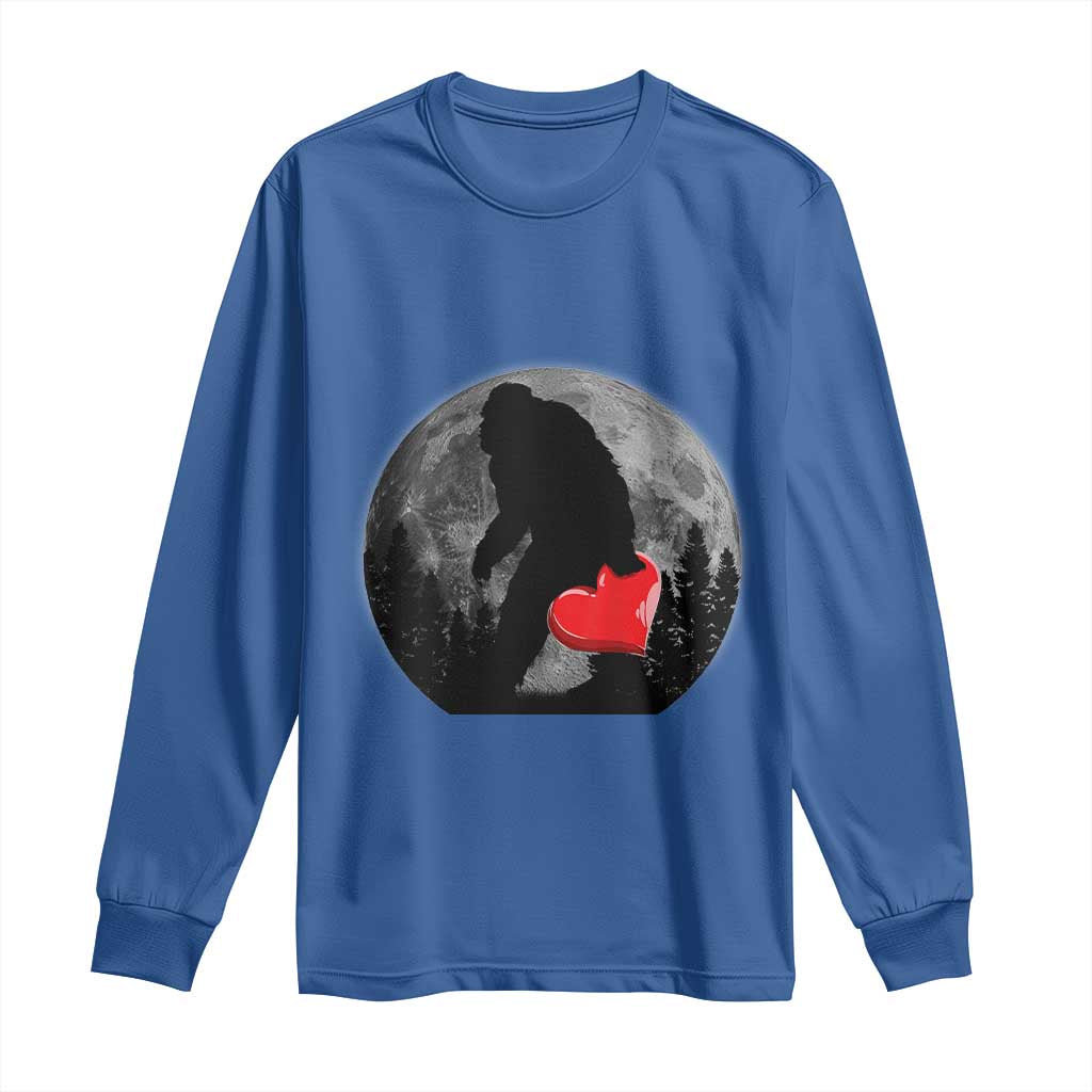 Bigfoot Heart Valentines Day Long Sleeve Shirt Funny Valentine Sasquatch Lovers