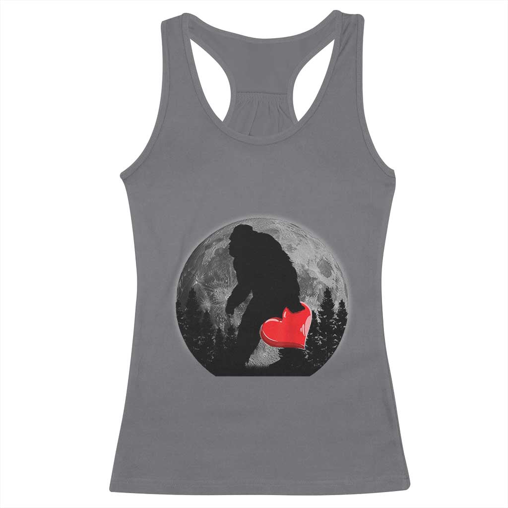 Bigfoot Heart Valentines Day Racerback Tank Top Funny Valentine Sasquatch Lovers