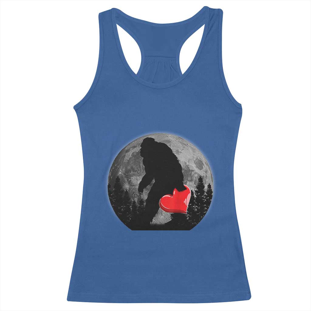 Bigfoot Heart Valentines Day Racerback Tank Top Funny Valentine Sasquatch Lovers