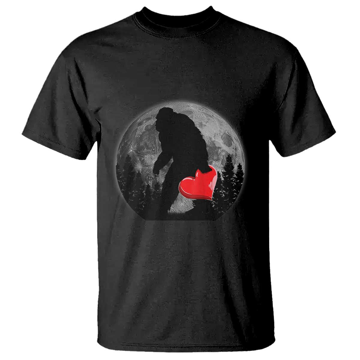Bigfoot Heart Valentines Day T Shirt Funny Valentine Sasquatch Lovers