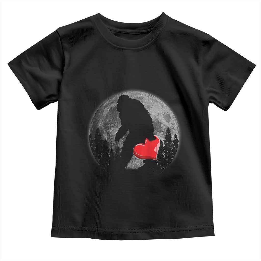 Bigfoot Heart Valentines Day Toddler T Shirt Funny Valentine Sasquatch Lovers
