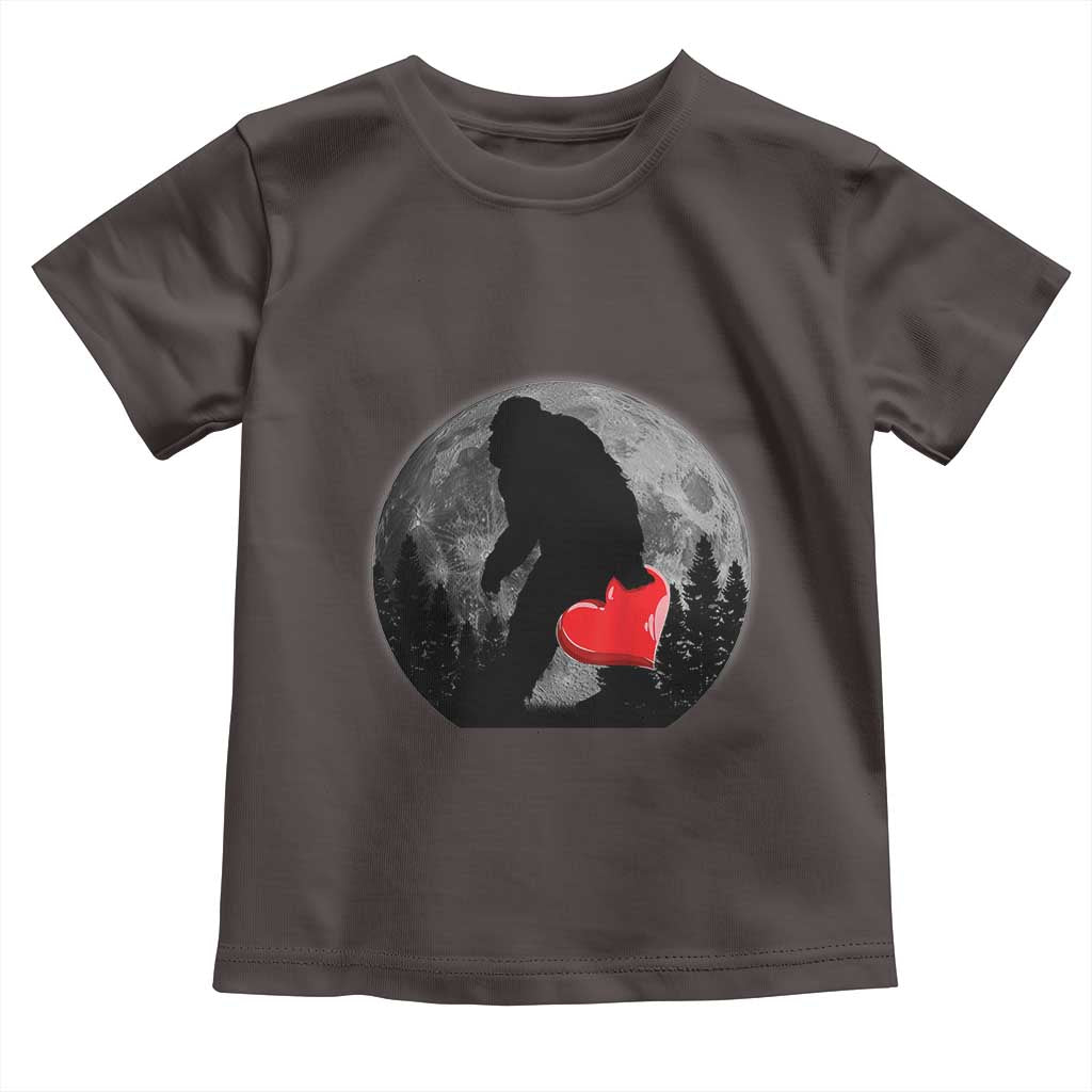 Bigfoot Heart Valentines Day Toddler T Shirt Funny Valentine Sasquatch Lovers