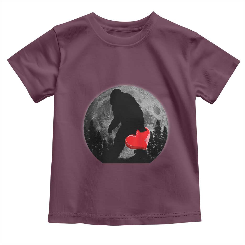 Bigfoot Heart Valentines Day Toddler T Shirt Funny Valentine Sasquatch Lovers
