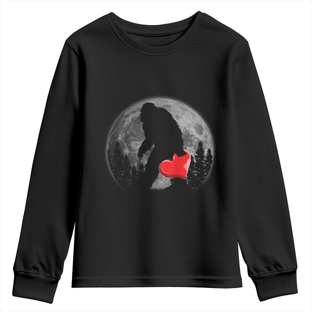 Bigfoot Heart Valentines Day Youth Sweatshirt Funny Valentine Sasquatch Lovers