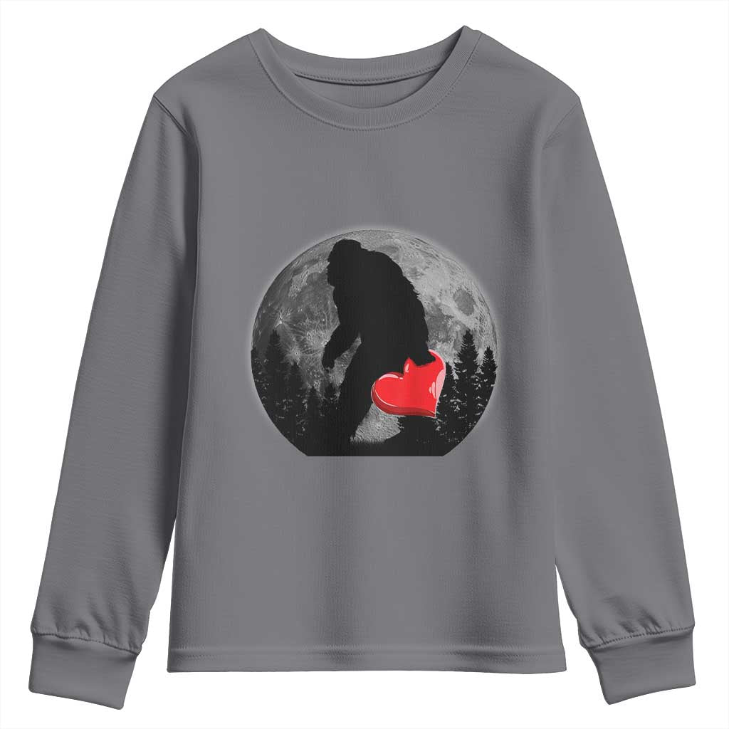 Bigfoot Heart Valentines Day Youth Sweatshirt Funny Valentine Sasquatch Lovers