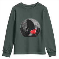Bigfoot Heart Valentines Day Youth Sweatshirt Funny Valentine Sasquatch Lovers