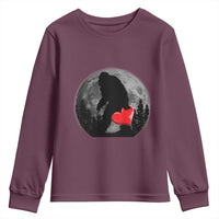 Bigfoot Heart Valentines Day Youth Sweatshirt Funny Valentine Sasquatch Lovers