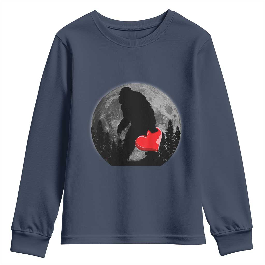Bigfoot Heart Valentines Day Youth Sweatshirt Funny Valentine Sasquatch Lovers