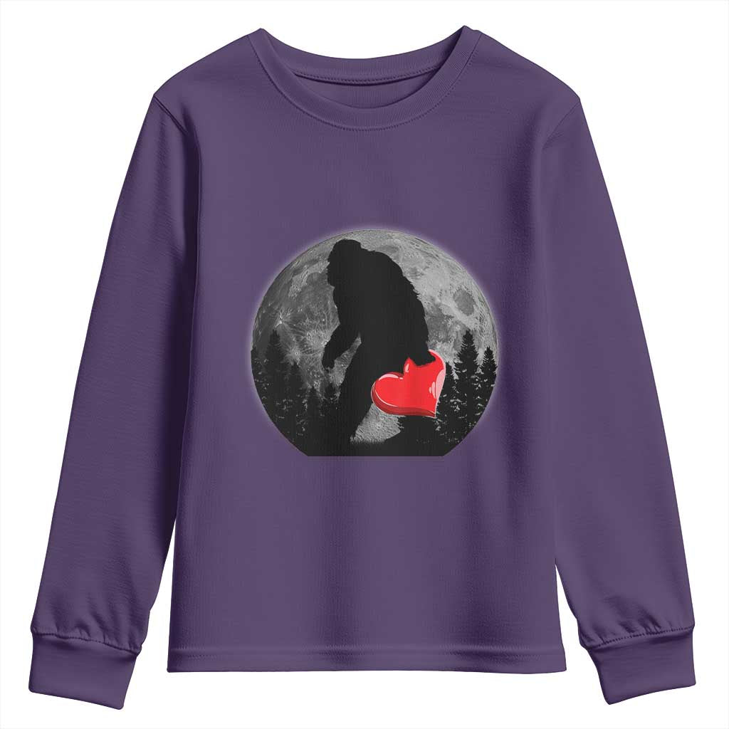 Bigfoot Heart Valentines Day Youth Sweatshirt Funny Valentine Sasquatch Lovers