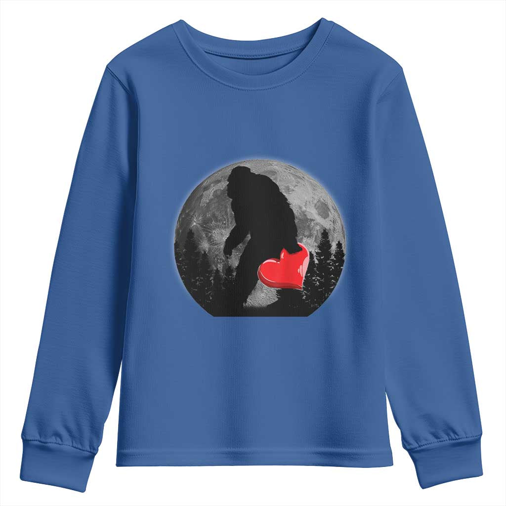 Bigfoot Heart Valentines Day Youth Sweatshirt Funny Valentine Sasquatch Lovers