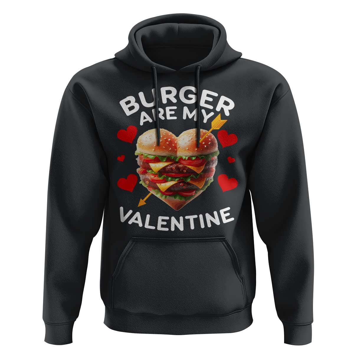 Funny Burger Is My Valentine Valentines Day Heart Hoodie