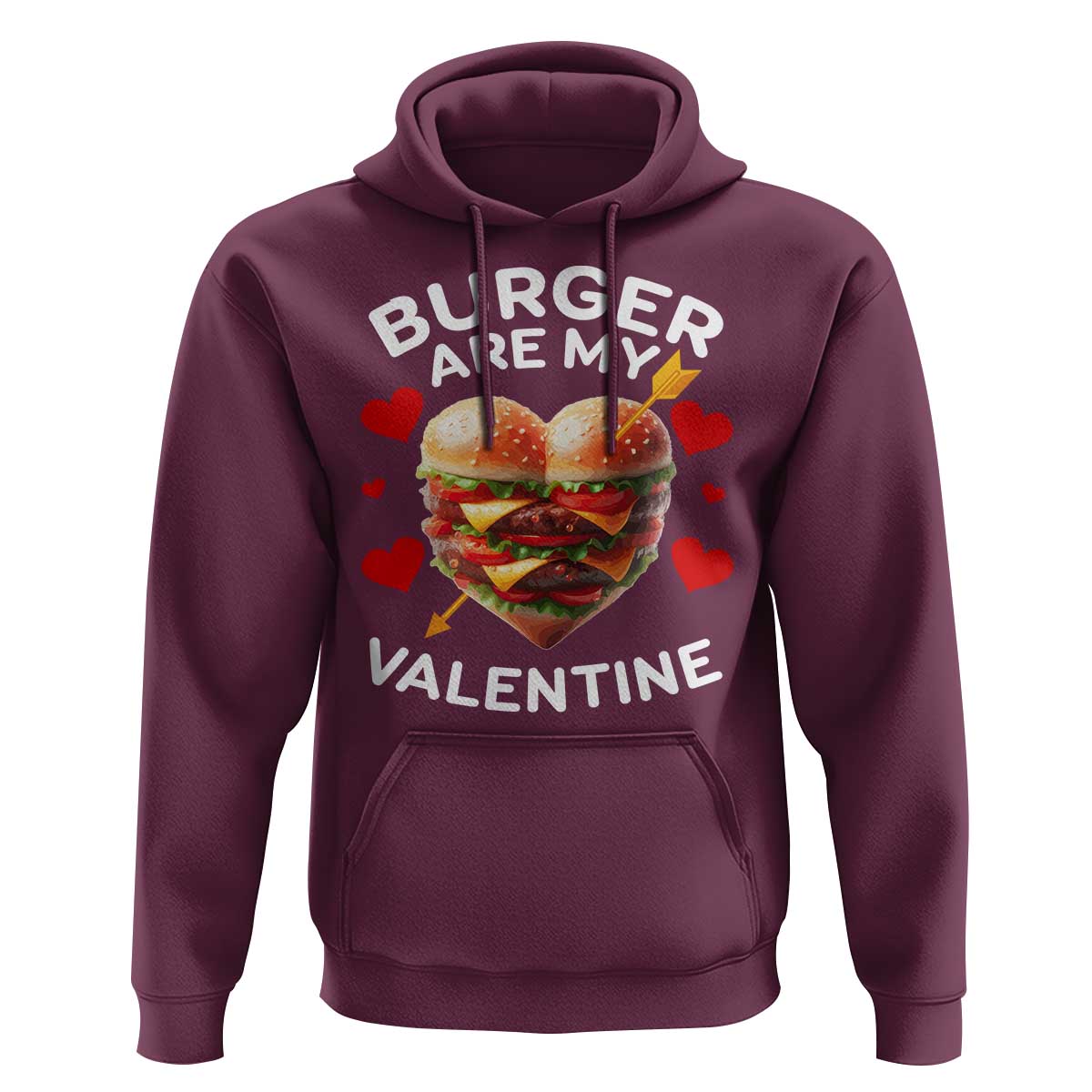 Funny Burger Is My Valentine Valentines Day Heart Hoodie