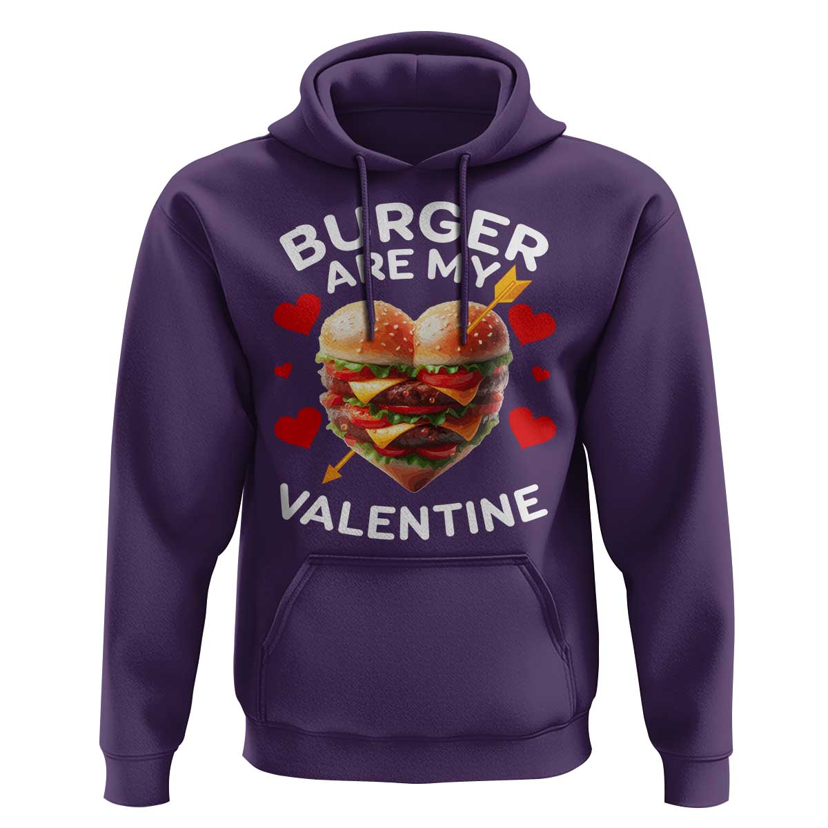 Funny Burger Is My Valentine Valentines Day Heart Hoodie