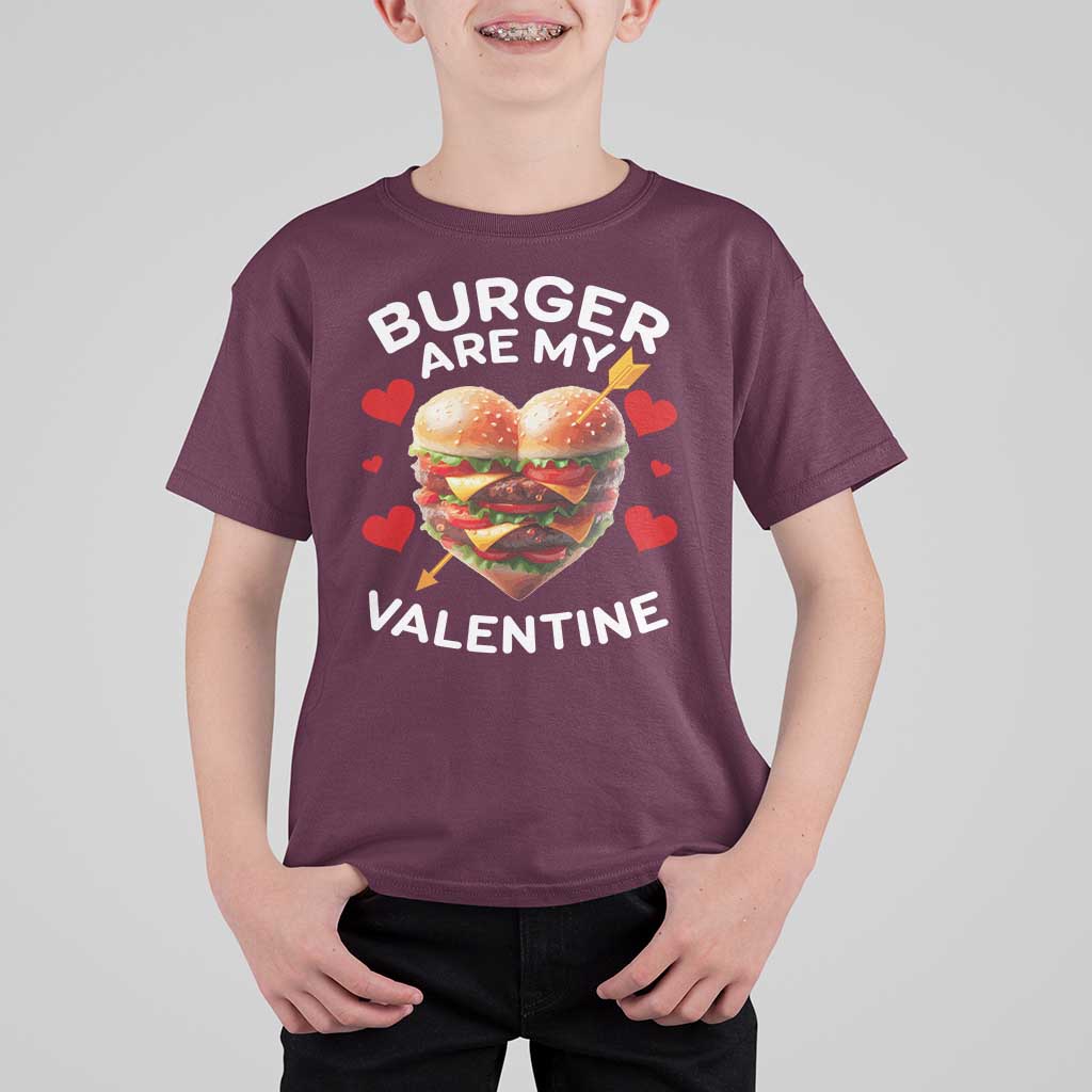 Funny Burger Is My Valentine Valentines Day Heart T Shirt For Kid