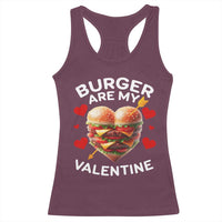 Funny Burger Is My Valentine Valentines Day Heart Racerback Tank Top