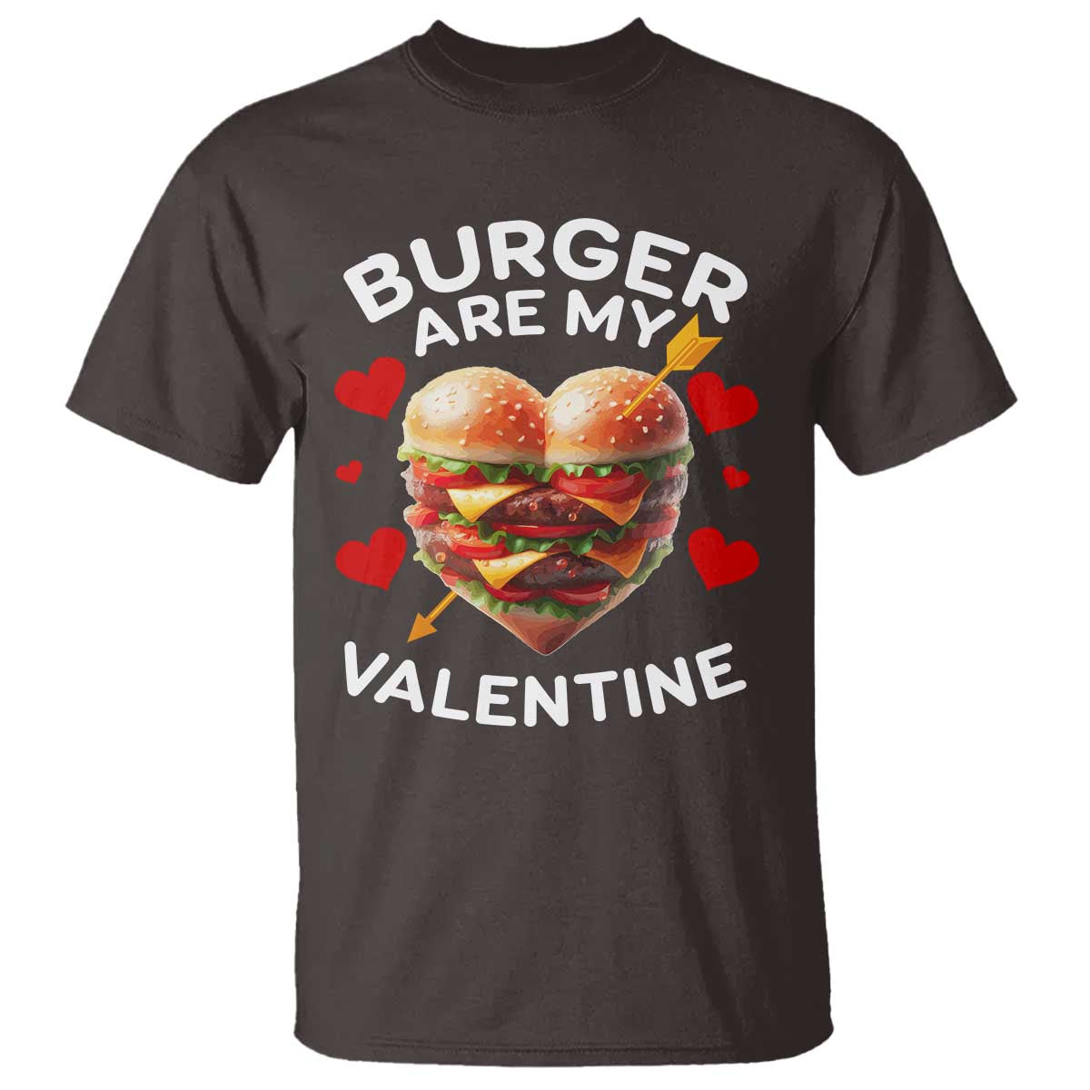 Funny Burger Is My Valentine Valentines Day Heart T Shirt