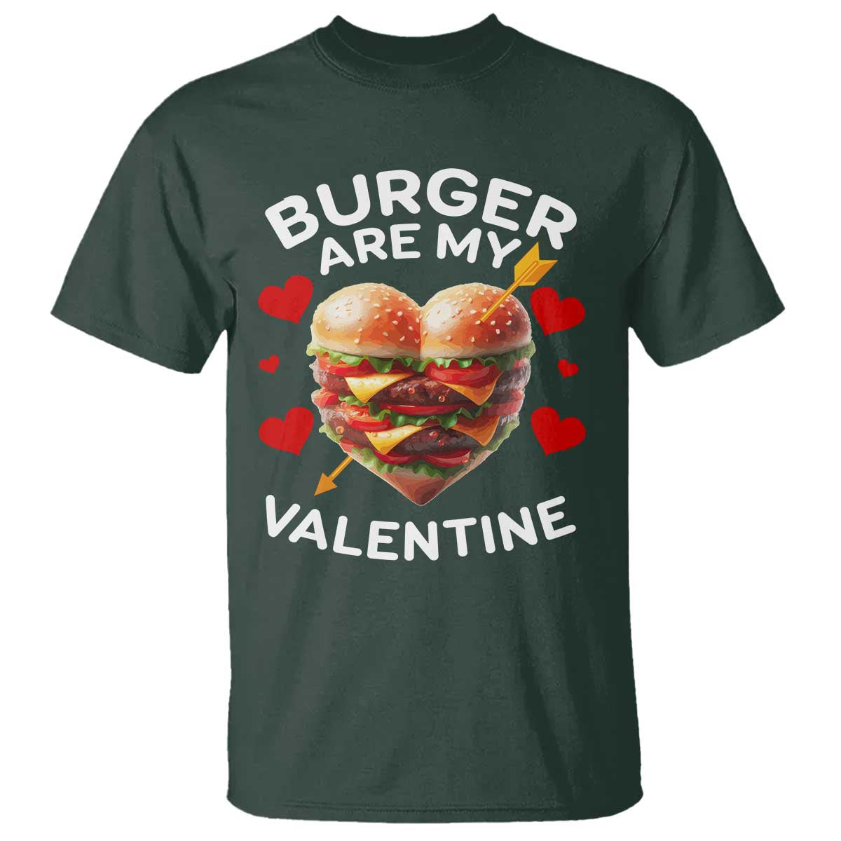 Funny Burger Is My Valentine Valentines Day Heart T Shirt