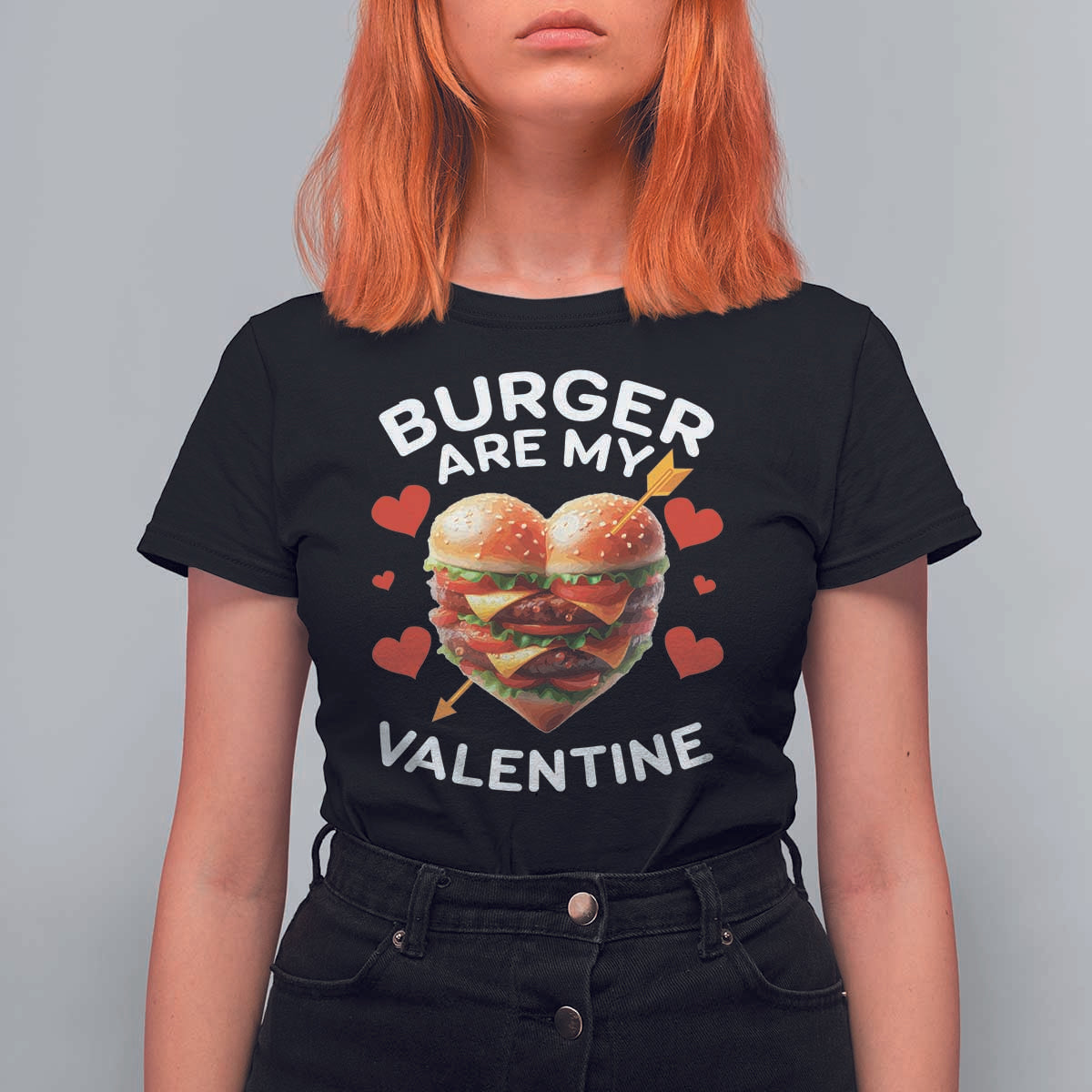 Funny Burger Is My Valentine Valentines Day Heart T Shirt For Women