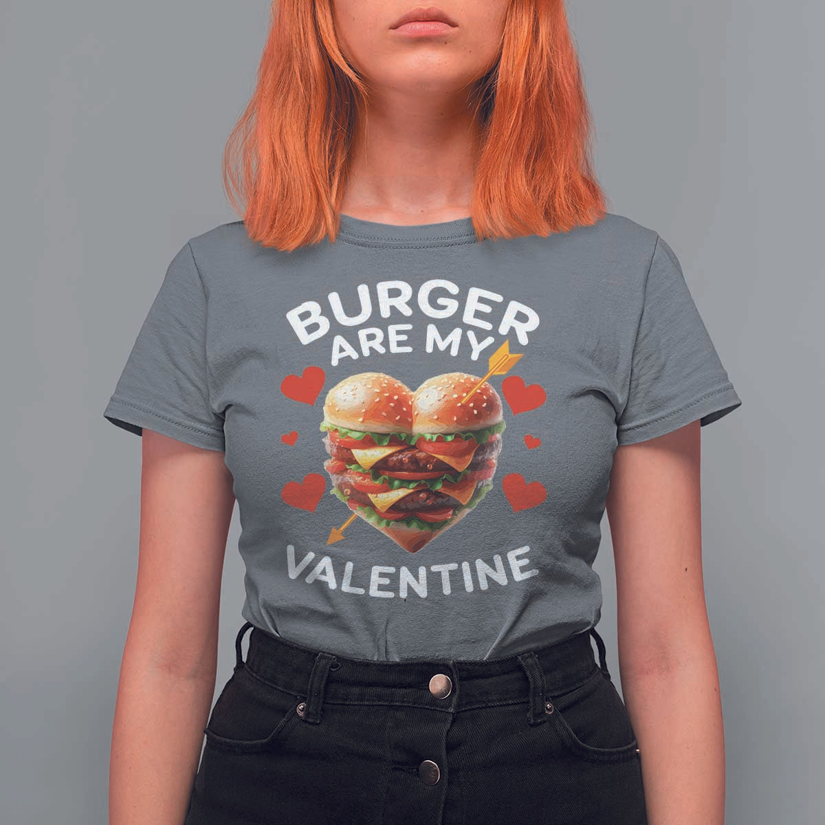 Funny Burger Is My Valentine Valentines Day Heart T Shirt For Women