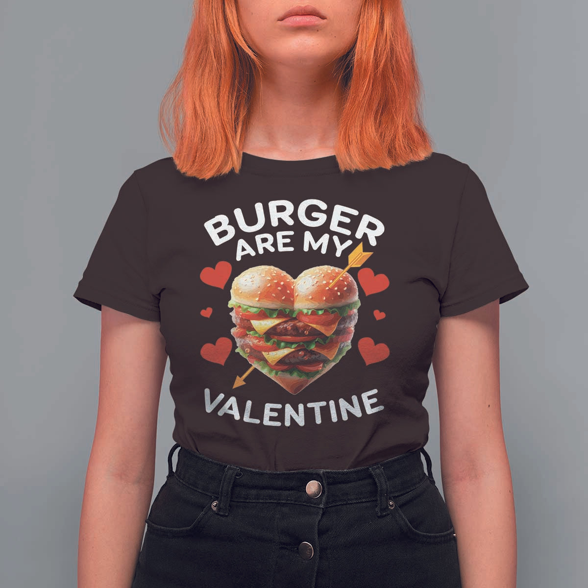 Funny Burger Is My Valentine Valentines Day Heart T Shirt For Women