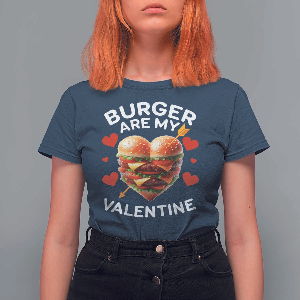 Funny Burger Is My Valentine Valentines Day Heart T Shirt For Women