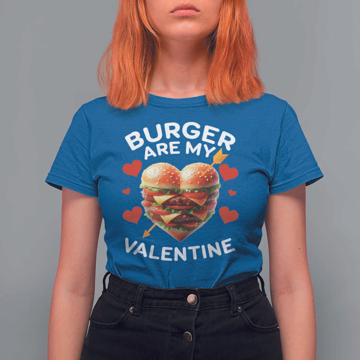 Funny Burger Is My Valentine Valentines Day Heart T Shirt For Women