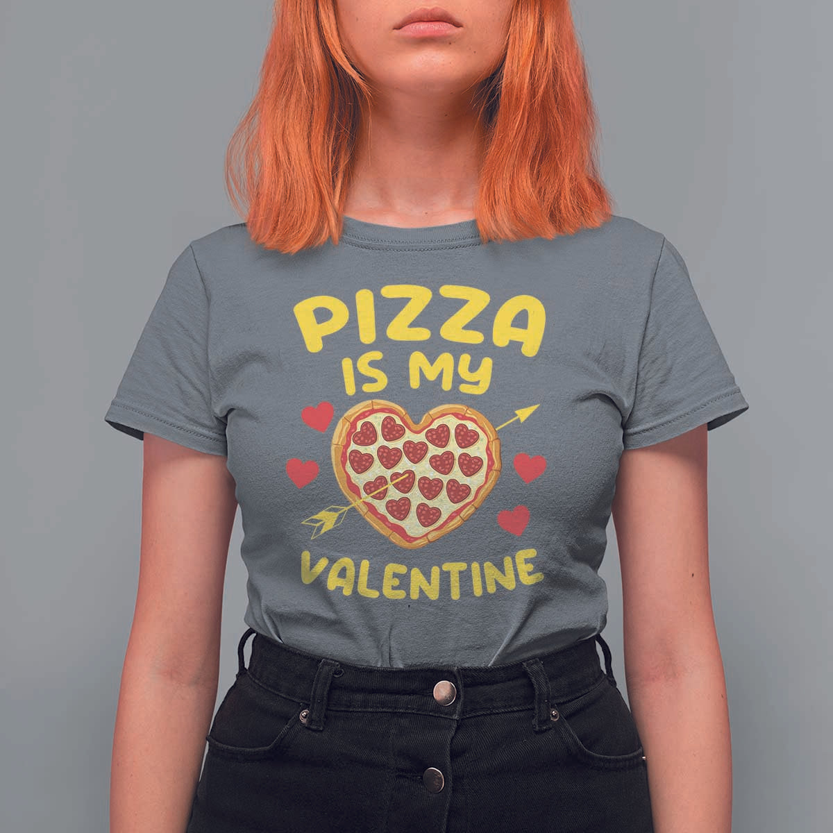 Pizza Is My Valentine Valentines Day Heart Pepperoni Lover T Shirt For Women