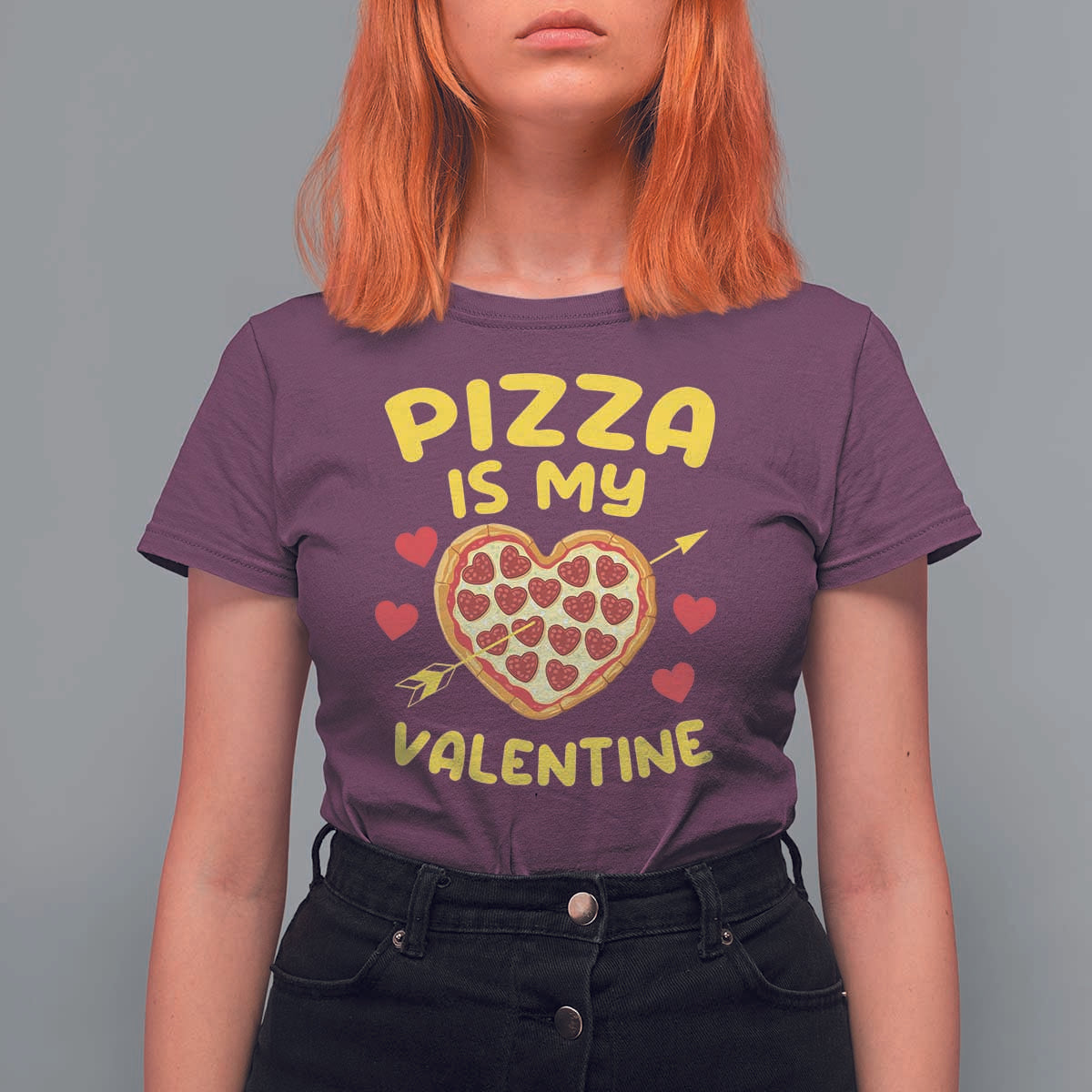 Pizza Is My Valentine Valentines Day Heart Pepperoni Lover T Shirt For Women