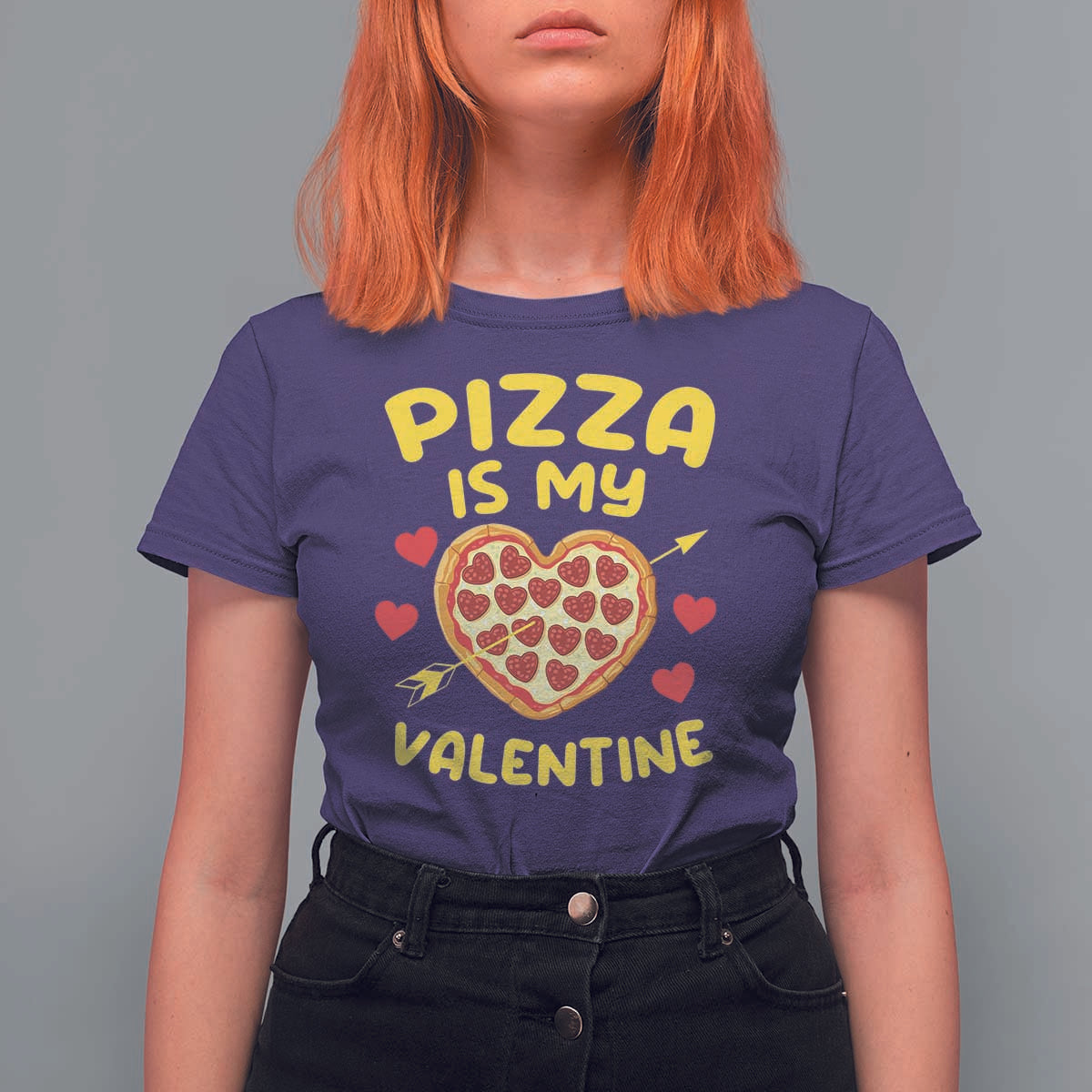 Pizza Is My Valentine Valentines Day Heart Pepperoni Lover T Shirt For Women