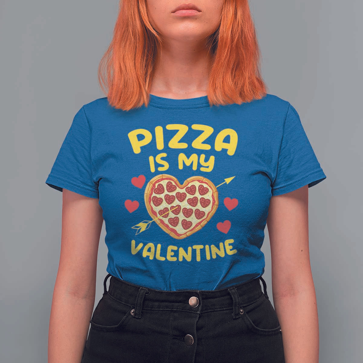 Pizza Is My Valentine Valentines Day Heart Pepperoni Lover T Shirt For Women