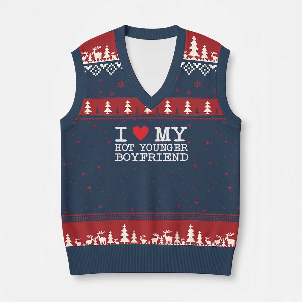 I Love My Hot Younger Boyfriend V-Neck Knit Sweater Vest - Wonder Print Shop