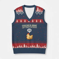 Funny Chicken V-Neck Knit Sweater Vest Game Dont Look At The Chicken