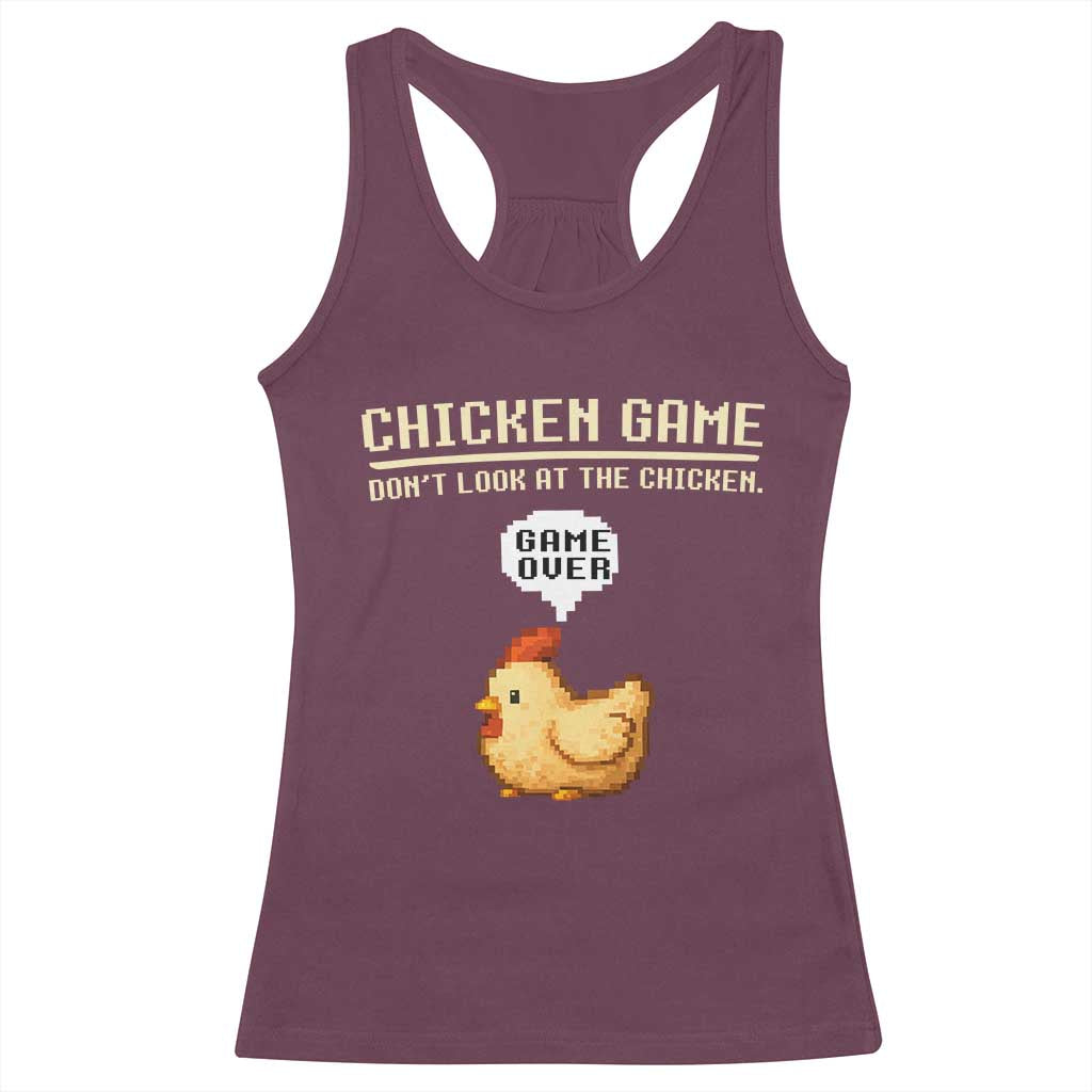 Funny Chicken Racerback Tank Top Game Dont Look At The Chicken