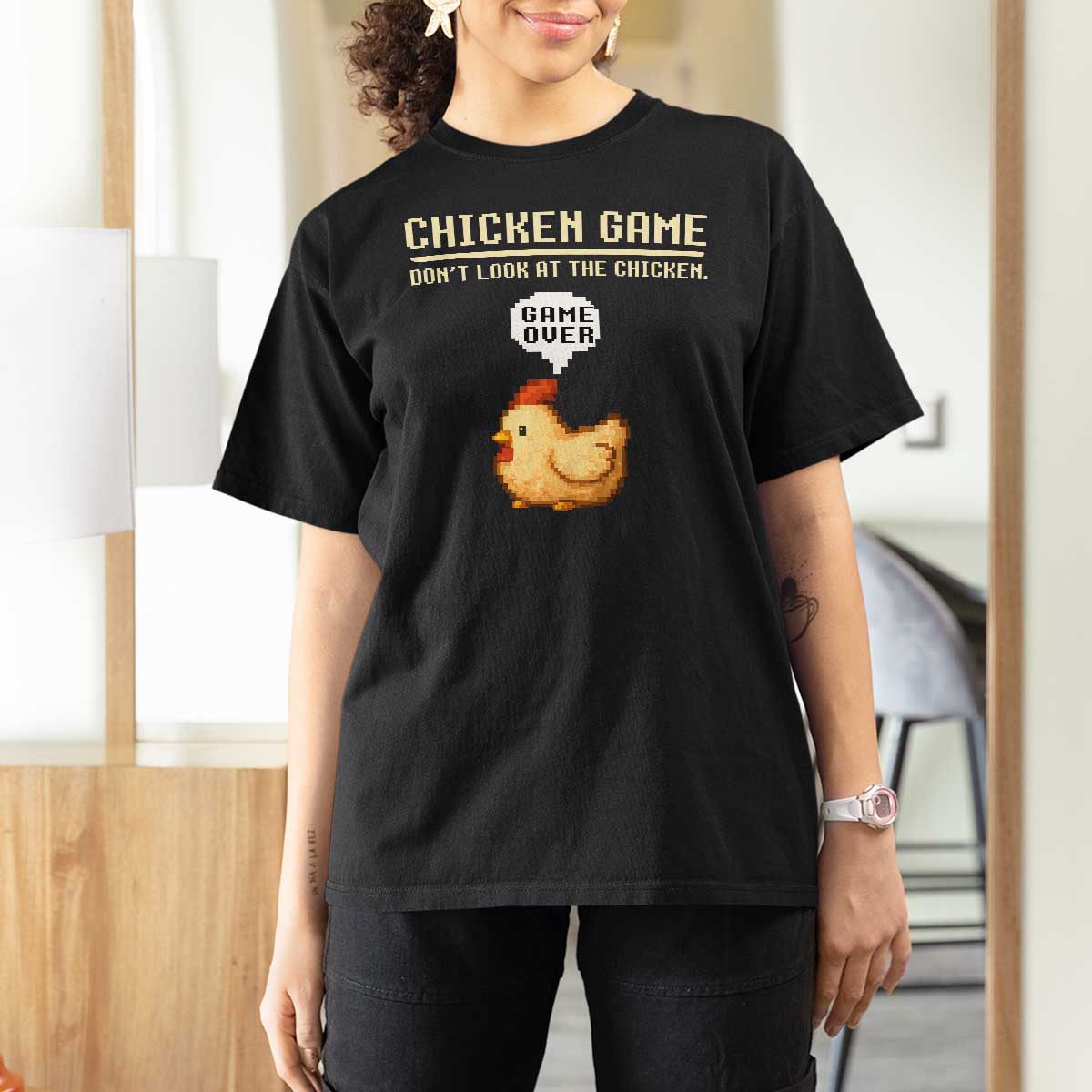 Funny Chicken T Shirt For Women Game Dont Look At The Chicken