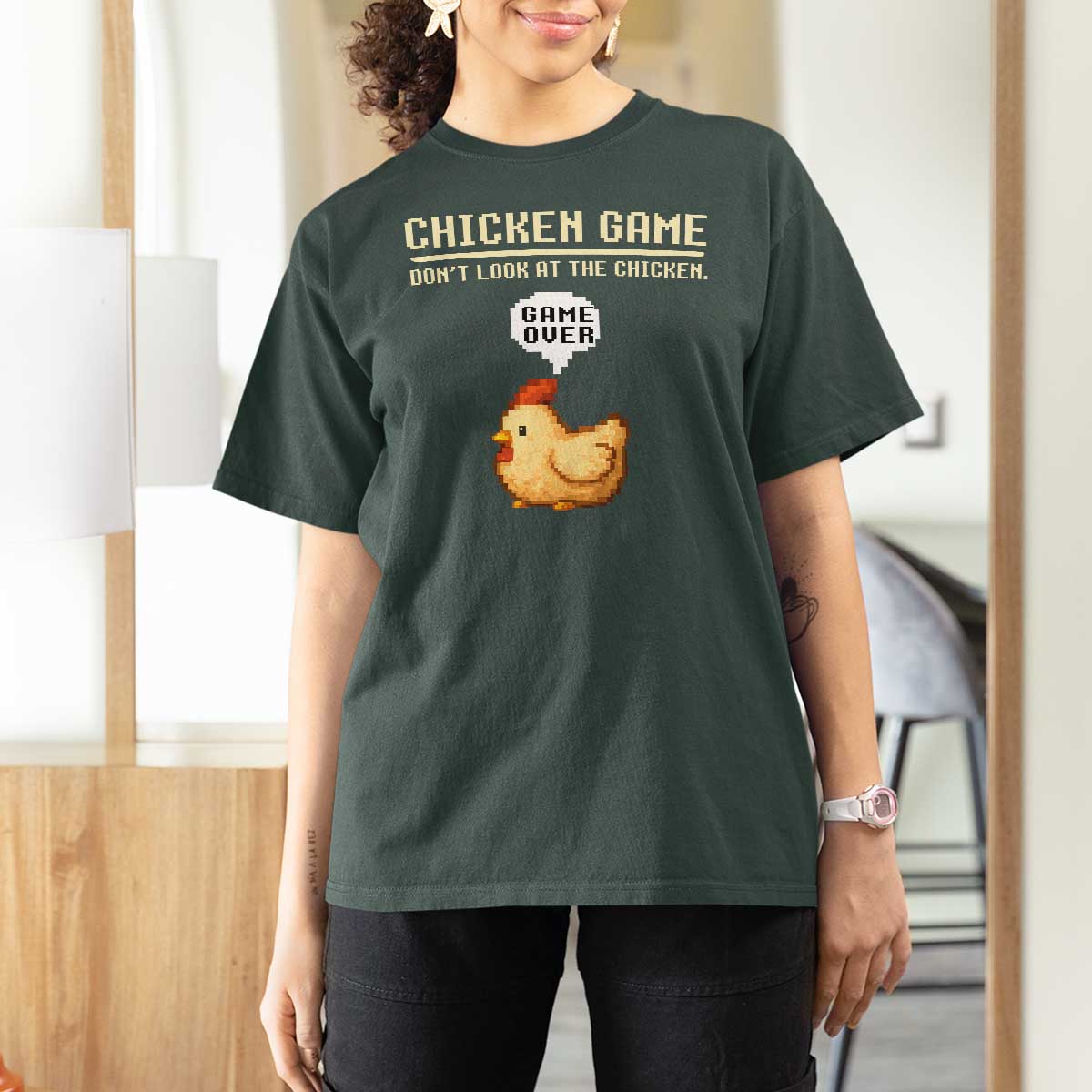 Funny Chicken T Shirt For Women Game Dont Look At The Chicken