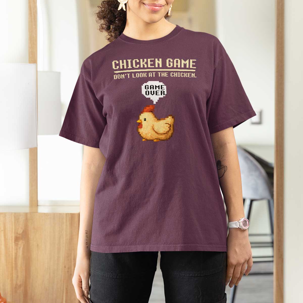 Funny Chicken T Shirt For Women Game Dont Look At The Chicken