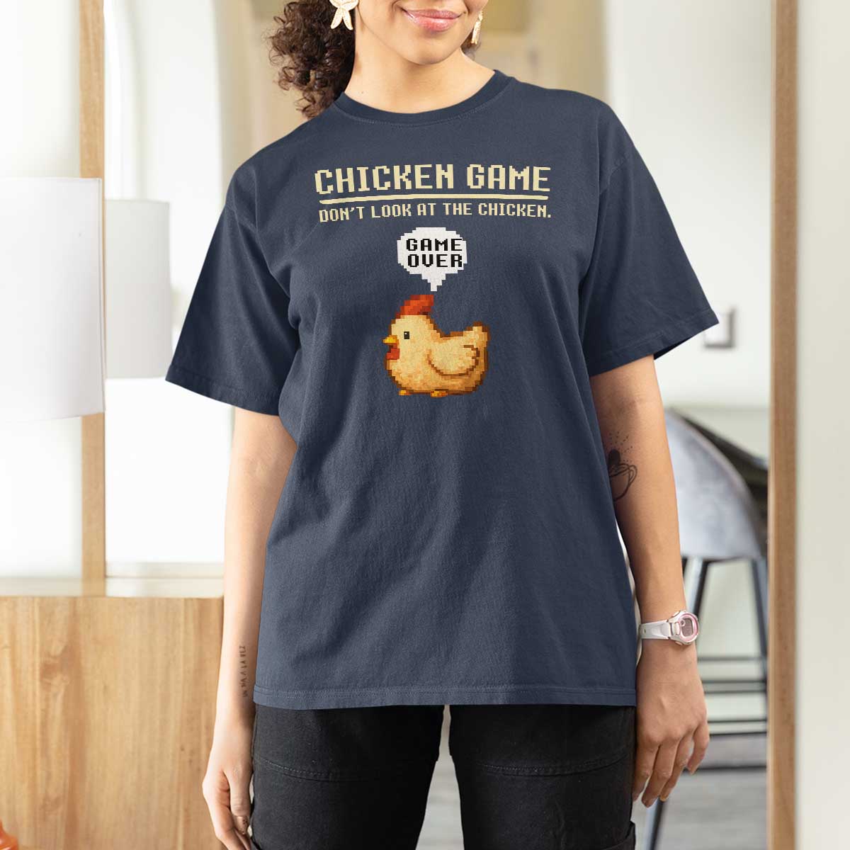Funny Chicken T Shirt For Women Game Dont Look At The Chicken