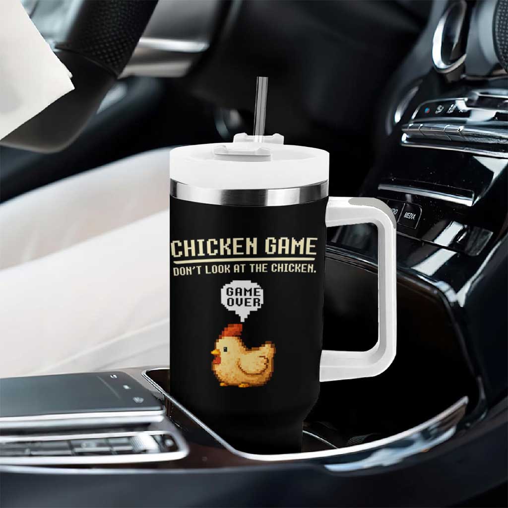 Funny Chicken Tumbler With Handle Game Dont Look At The Chicken