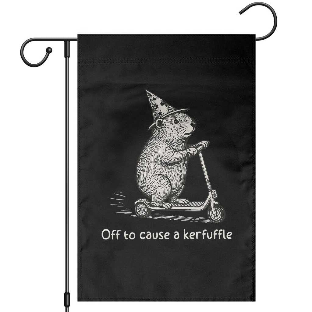Funny Groundhog Off To Cause A Kerfuffle Garden Flag - Wonder Print Shop