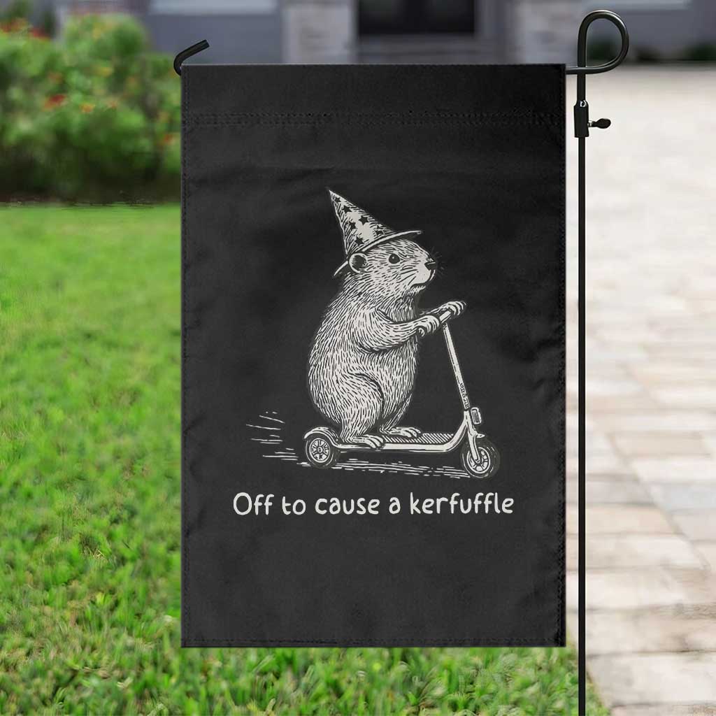 Funny Groundhog Off To Cause A Kerfuffle Garden Flag - Wonder Print Shop