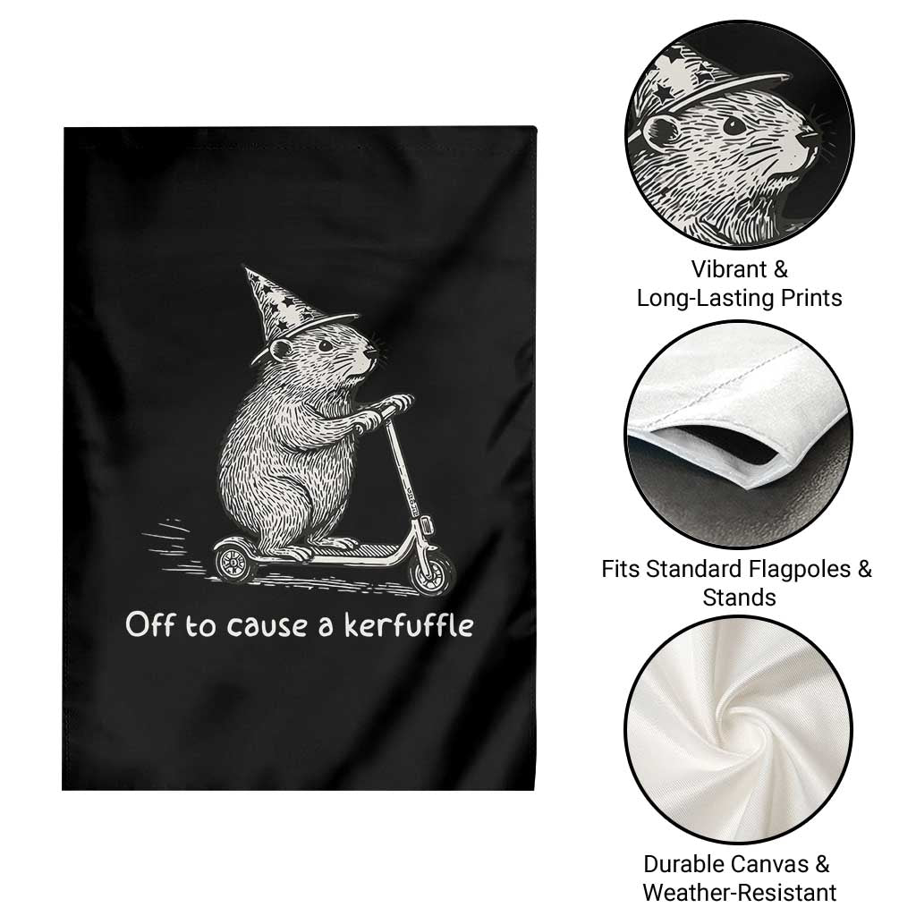 Funny Groundhog Off To Cause A Kerfuffle Garden Flag - Wonder Print Shop