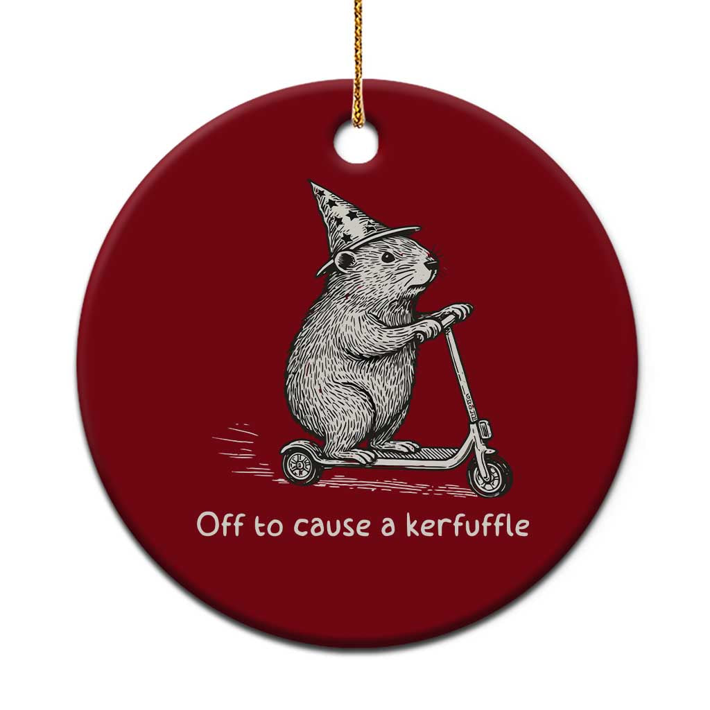 Funny Groundhog Off To Cause A Kerfuffle Ceramic Ornament - Wonder Print Shop