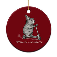 Funny Groundhog Off To Cause A Kerfuffle Ceramic Ornament - Wonder Print Shop