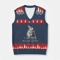 Funny Groundhog Off To Cause A Kerfuffle V-Neck Knit Sweater Vest - Wonder Print Shop