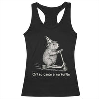 Funny Groundhog Off To Cause A Kerfuffle Racerback Tank Top - Wonder Print Shop