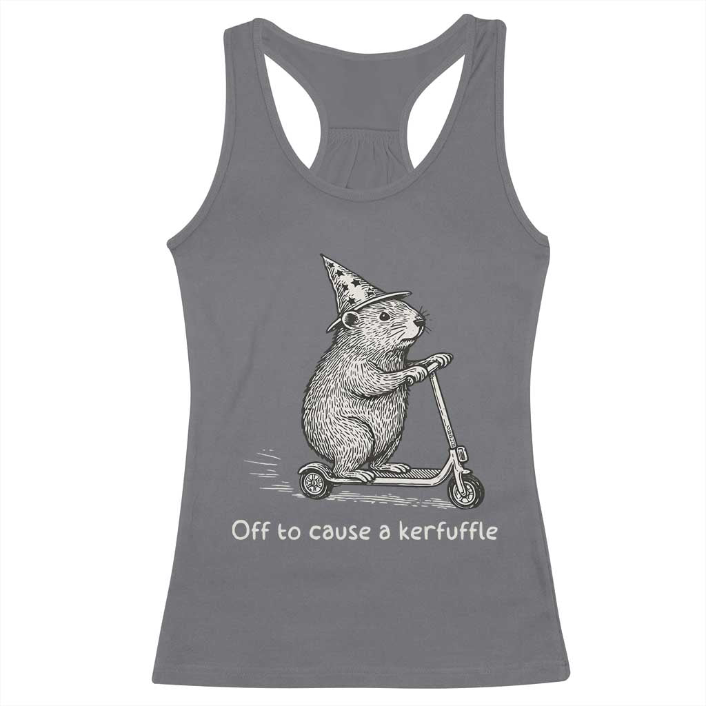 Funny Groundhog Off To Cause A Kerfuffle Racerback Tank Top - Wonder Print Shop
