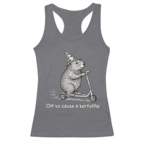 Funny Groundhog Off To Cause A Kerfuffle Racerback Tank Top - Wonder Print Shop