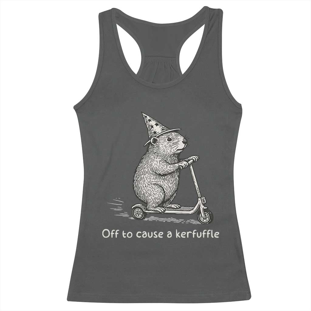 Funny Groundhog Off To Cause A Kerfuffle Racerback Tank Top - Wonder Print Shop