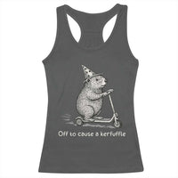 Funny Groundhog Off To Cause A Kerfuffle Racerback Tank Top - Wonder Print Shop