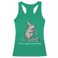 Funny Groundhog Off To Cause A Kerfuffle Racerback Tank Top - Wonder Print Shop